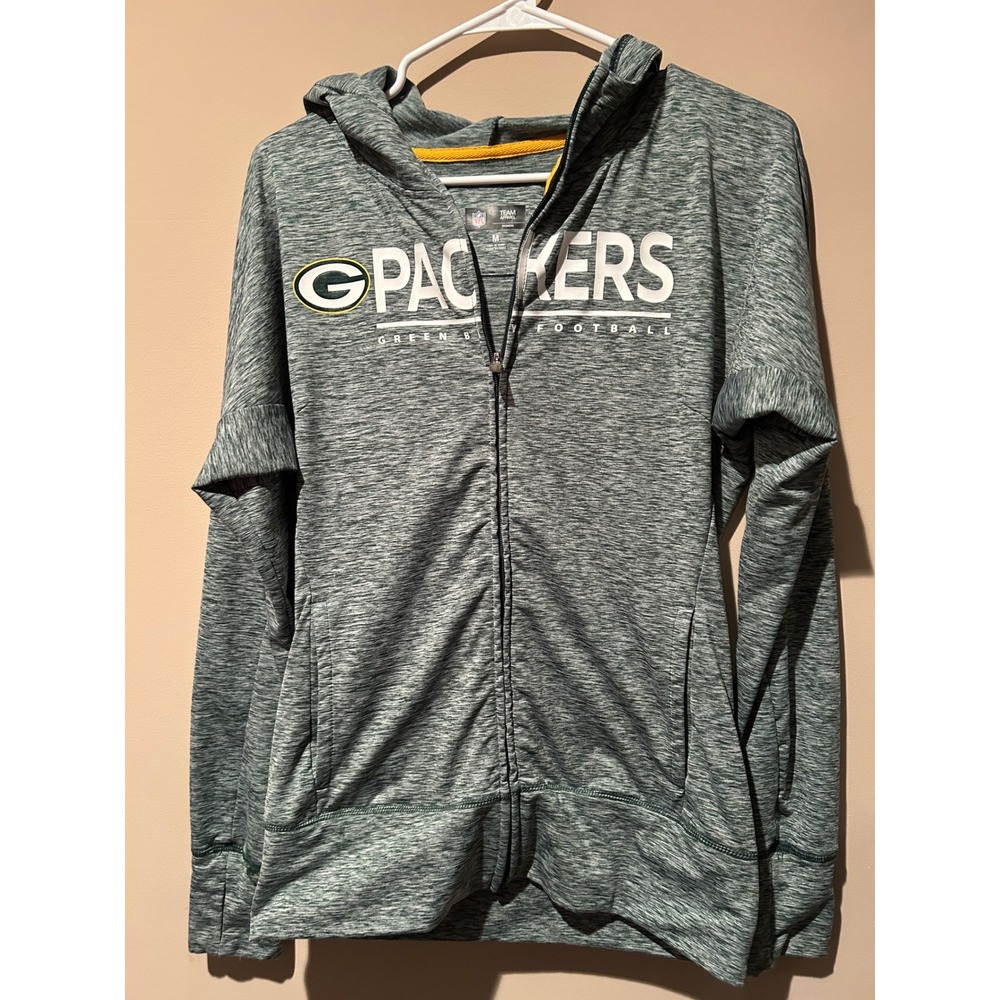NFL Green Bay Packers Womens Heathered Full Zip Hoodie Jacket Team Apparel M